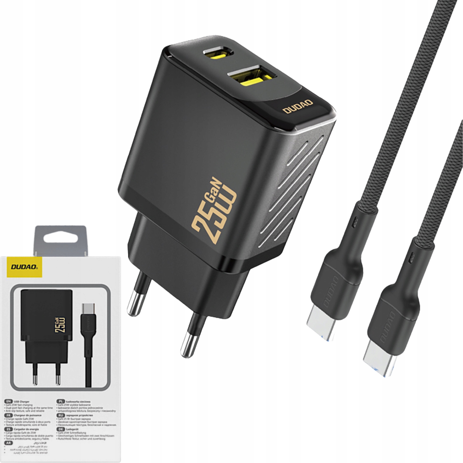 Ładowarka sieciowa Dudao A26TCEU Pd Qc 25W GaN Usb- A Usb- C z kablem C