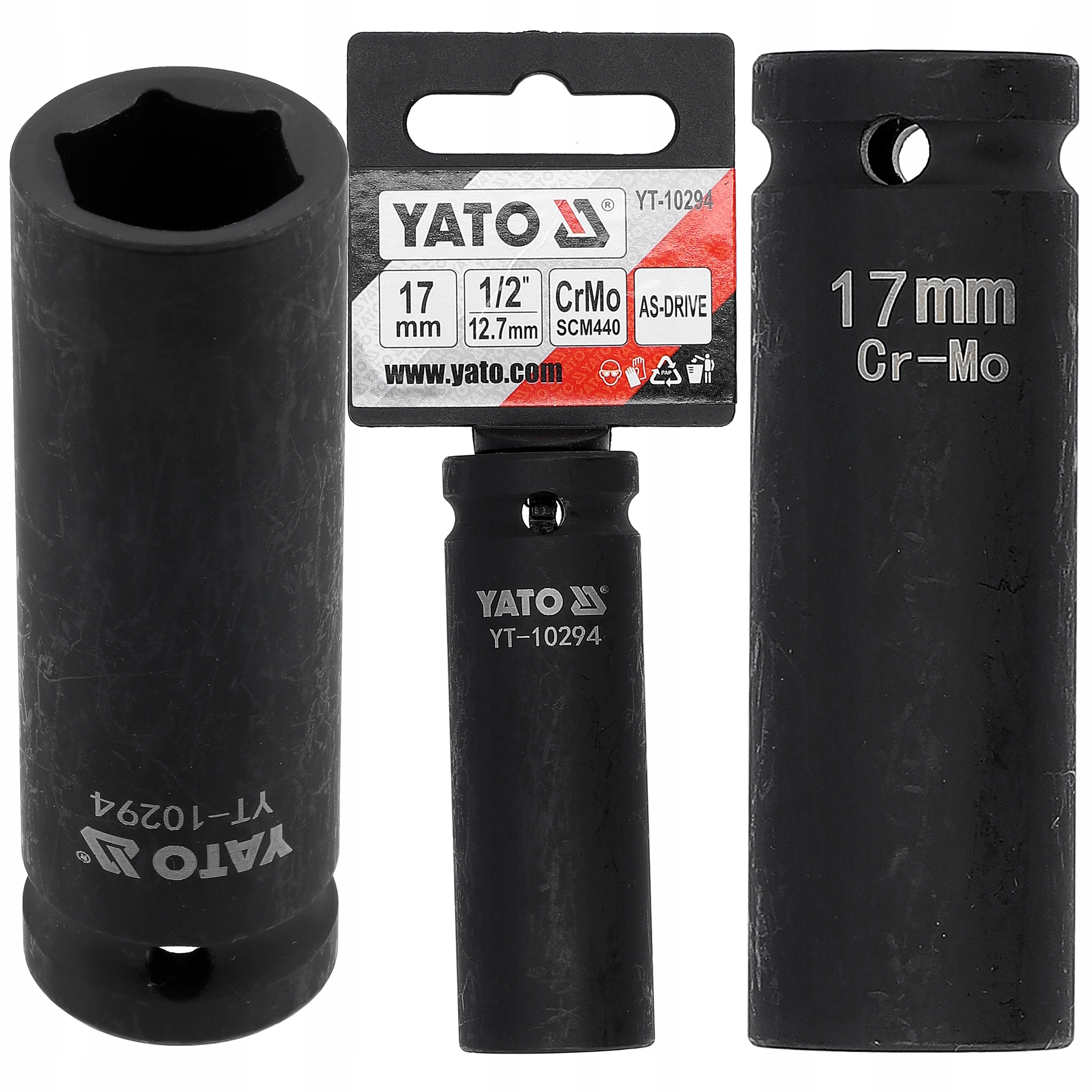 Yato Nasadka Udarowa Sześciokątna Długa 1/2" 17MM Do Kluczy CrMo AS-drive