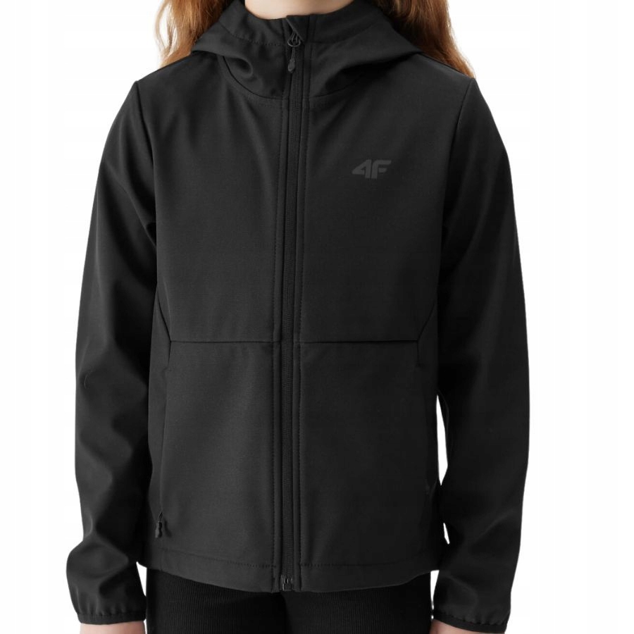 KURTKA 4F DZIEWCZĘCA WIOSENNA PRZEJŚCIOWA SOFTSHELL SPORTOWA NA CO DZIEŃ Kolor czarny