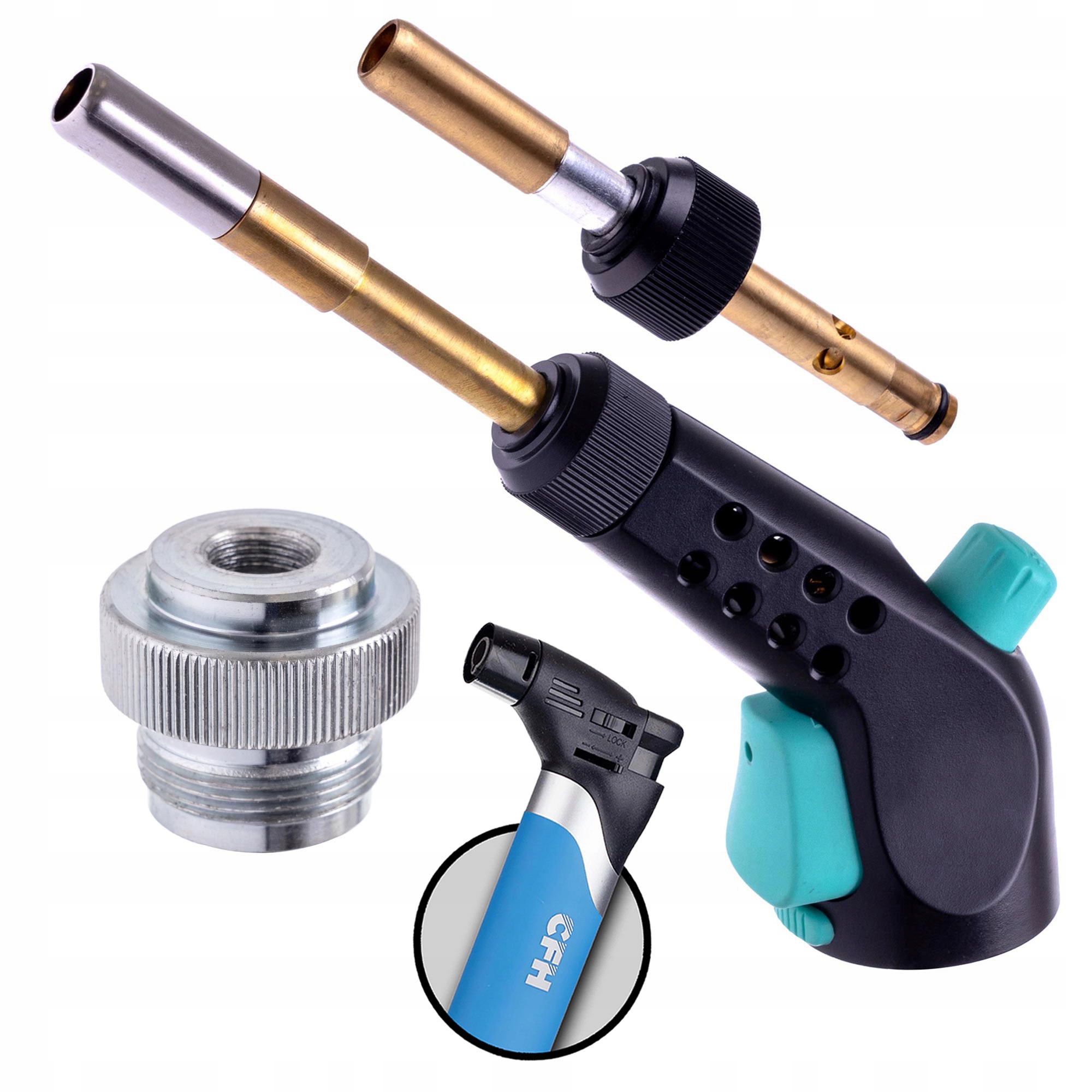 Plynový Hořák Mapp Propan Piezo Dvě Trysky Pro Pájení Adaptér 7/16 Cfh
