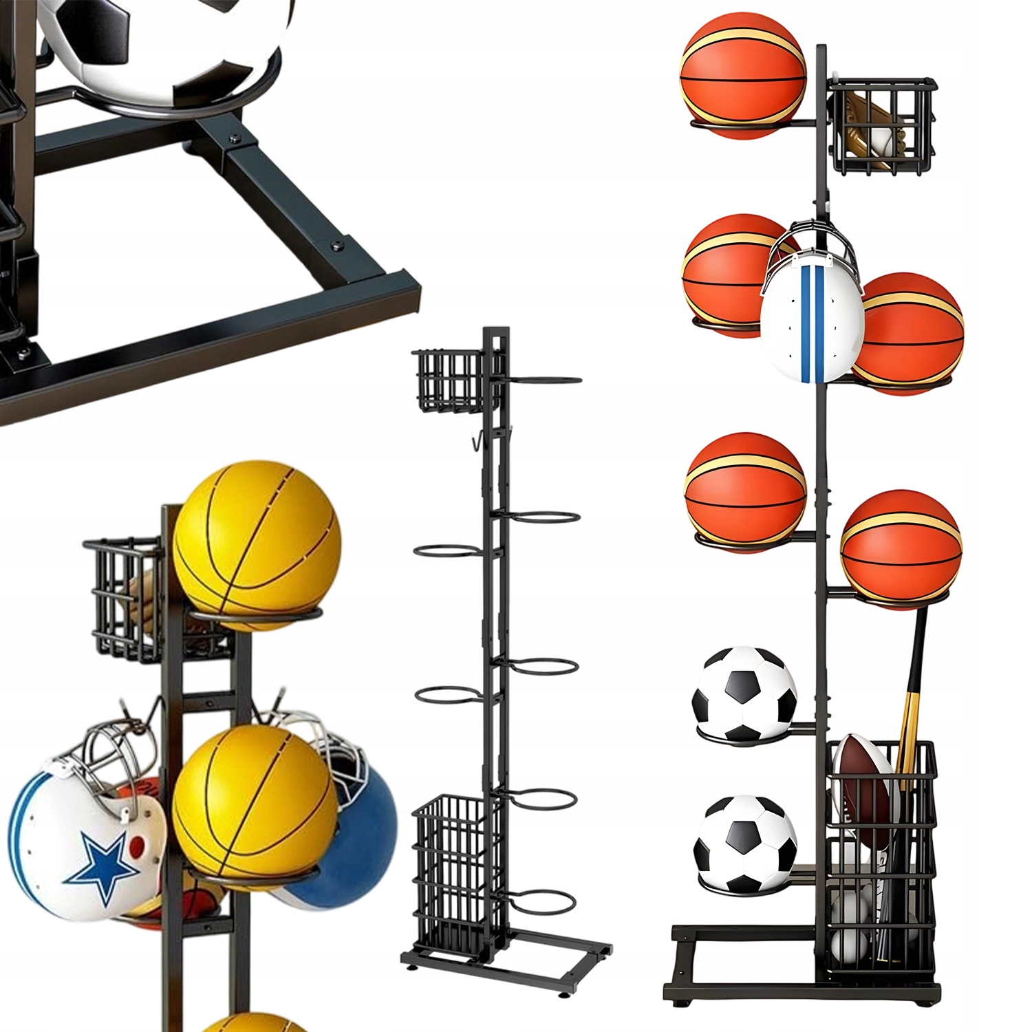 Regał Na Piłki Sportowy Pionowy Stalowy Do Piłki Nożnej I Siatkówki