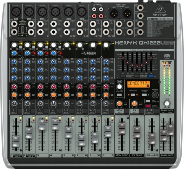 Behringer QX1222USB - mixér s procesom. KLARK TEKNIK