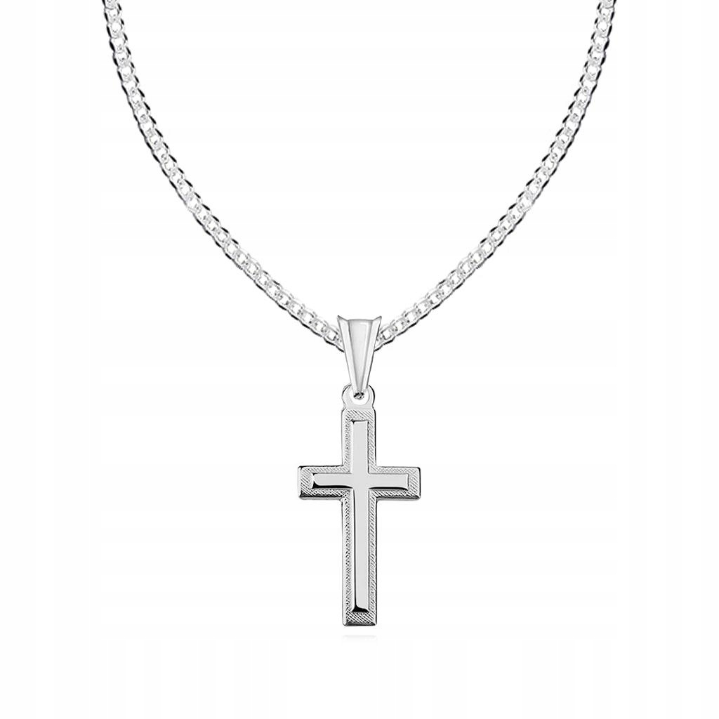 Pamiątka Komunii Świętej Srebrny krzyżyk z łańcuszkiem srebro 925 rodowane Marka Blingart