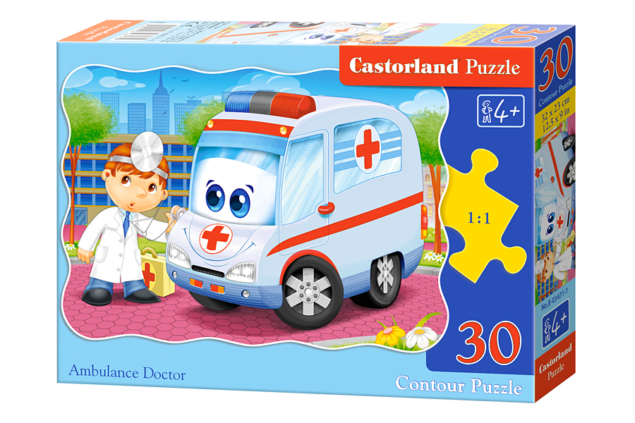 PUZZLE 30 UKŁADANKA DLA DZIECI AUTO AMBULANS KARETKA DOKTOR 4+ CASTOR EAN (GTIN) 5904438003471