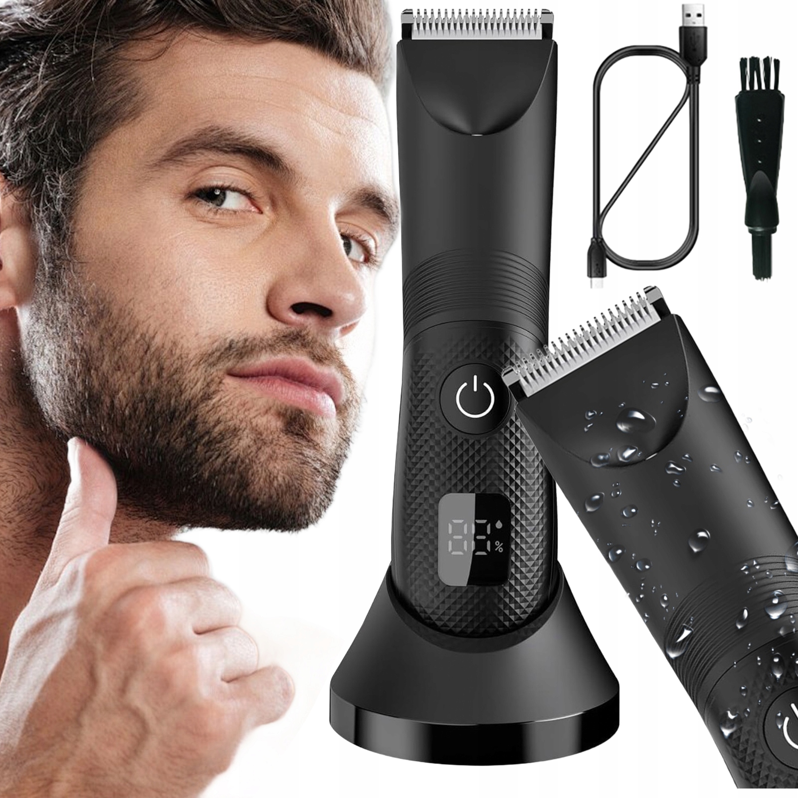 Voděodolný Zastřihovač Vlasů S Led Displejem A Usb Nabíjením