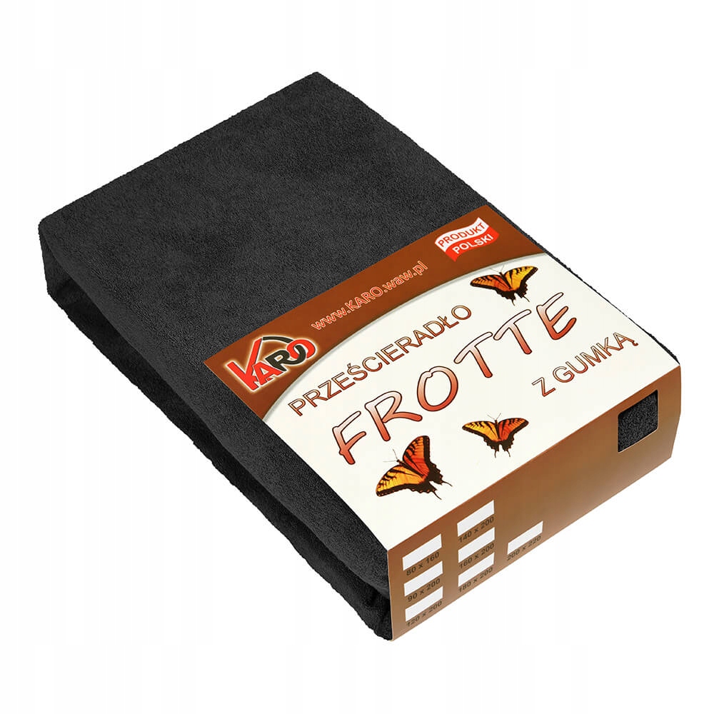 

Prześcieradło frotte z gumką 180x200 czarne 044 gr