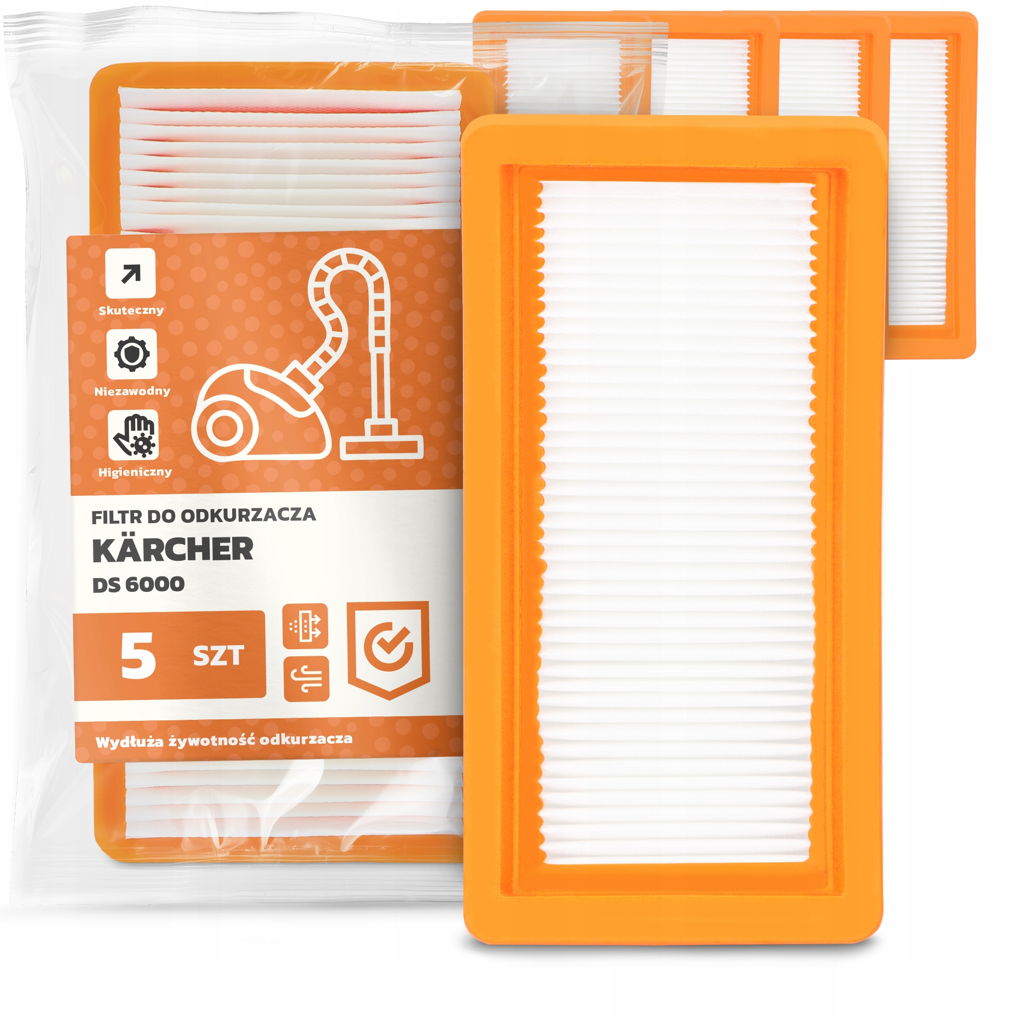 5x Filtr Do Vysavače Kärcher Ds 6000 Omyvatelný vzduch Silný Filtr Em-w