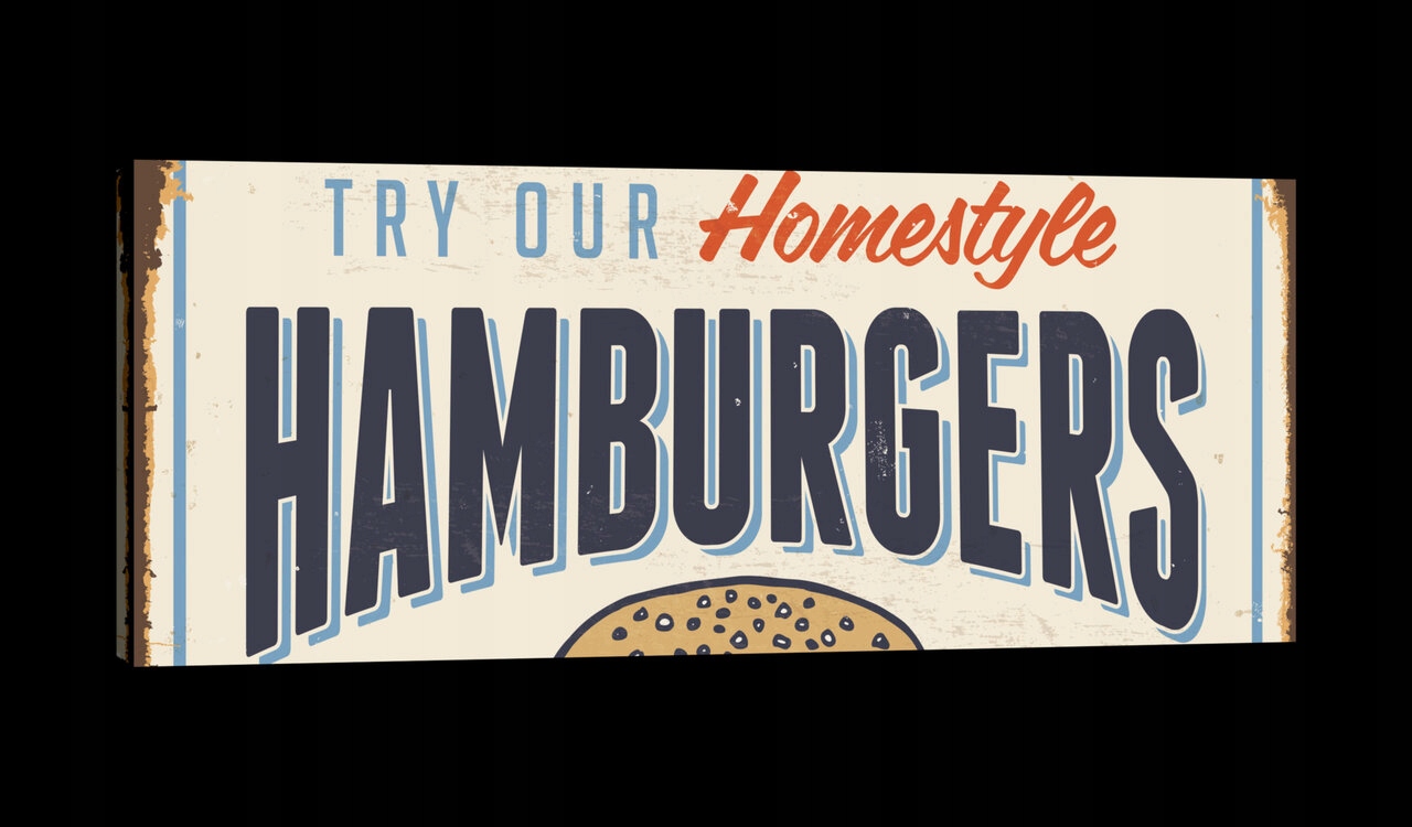 Obraz 145x45 Plakát vintage retro štítek hamburgery diner americký styl