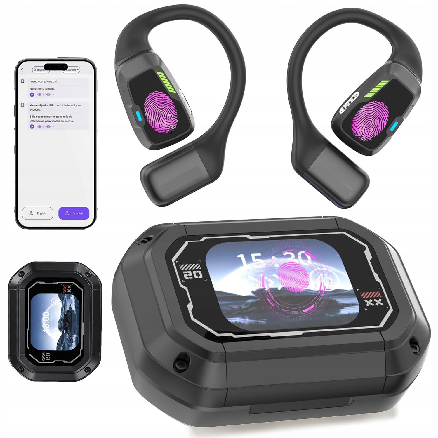 Jazykový Překladač Sluchátka Překládající Bluetooth 165 Jazyky Obousměrné