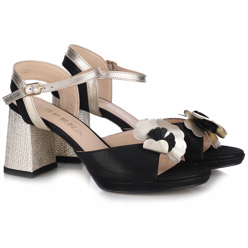 Dámské sandály Aspena Kor 2853 CZAR117MIX černé/zlaté Kůže Vel. 38