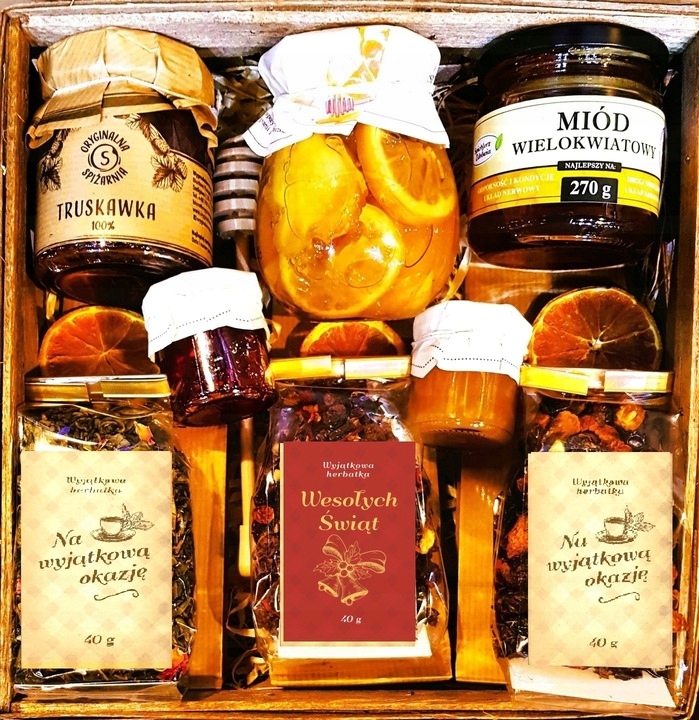 Levně Dárkový Koš Dárek Dárkové Balení Čaje Med Na Vánoce