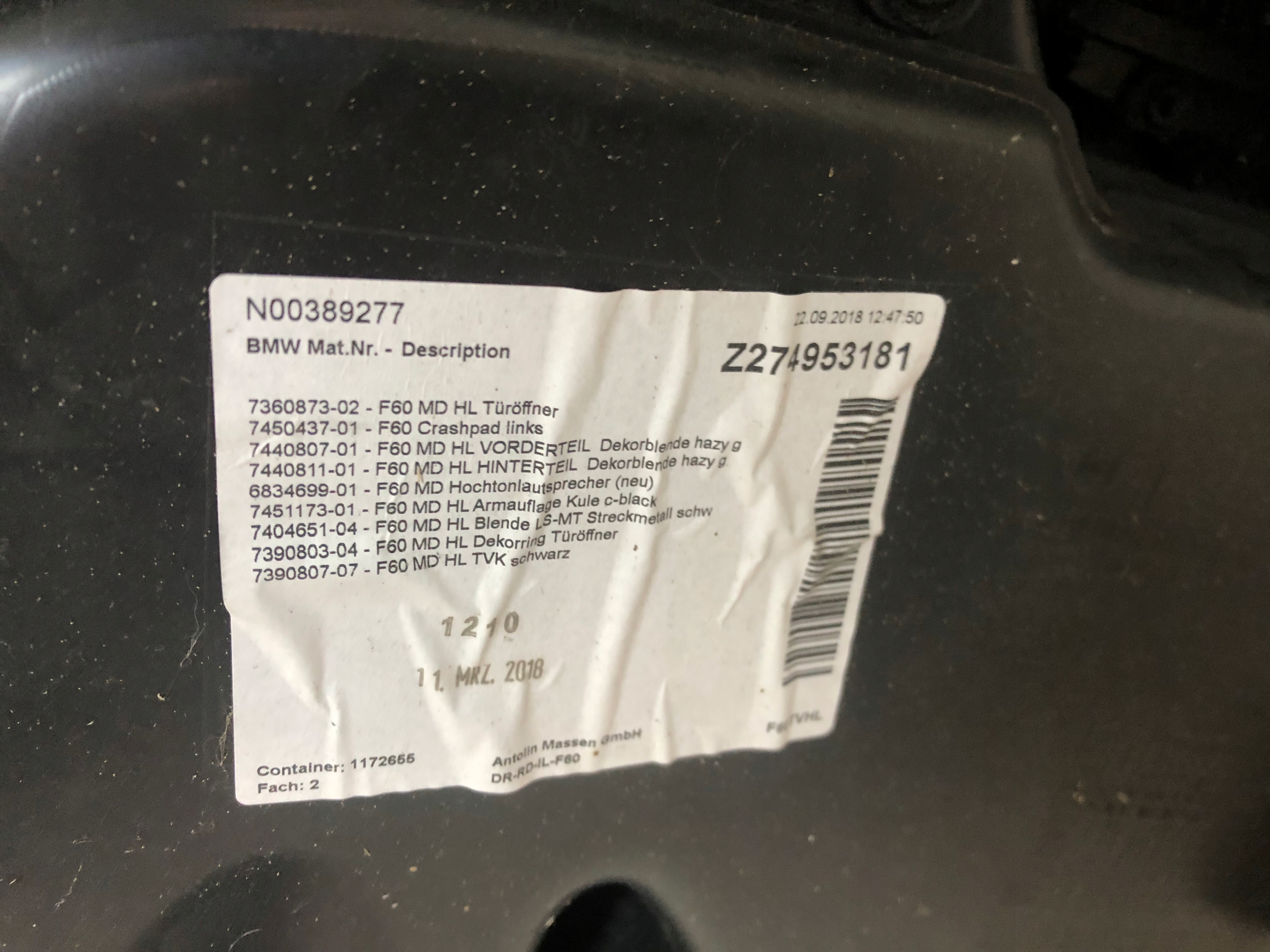 MINI F60 side left rear part