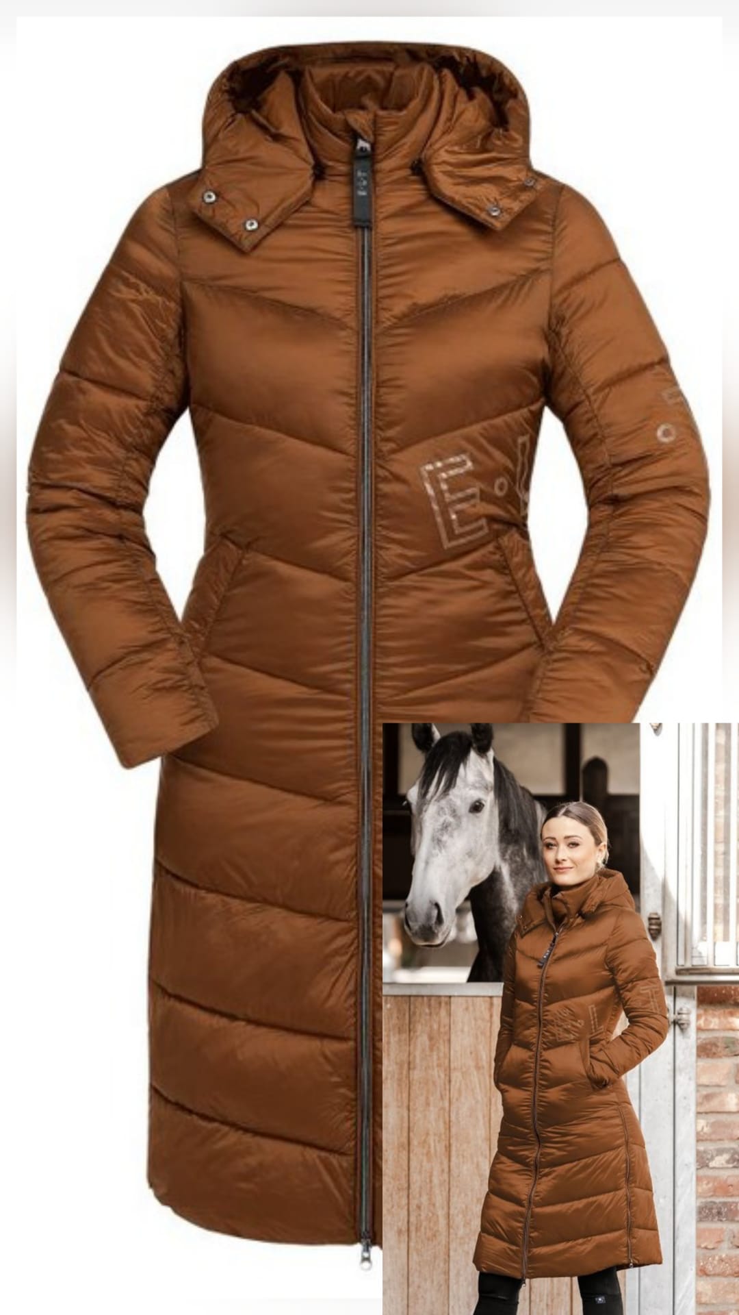 Lekki, kobiecy płaszcz ocieplany/jeździecki Oslo Elt cynamon, rozmiar XS/34