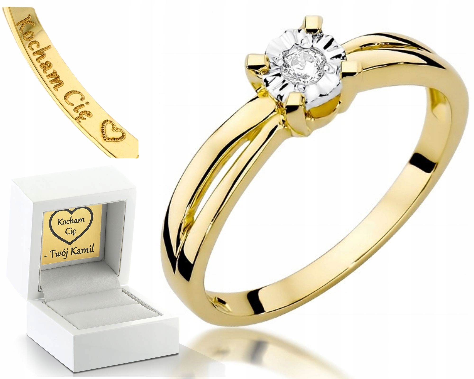 Diamantový Prstýnek Briliant Gravírování Bonus