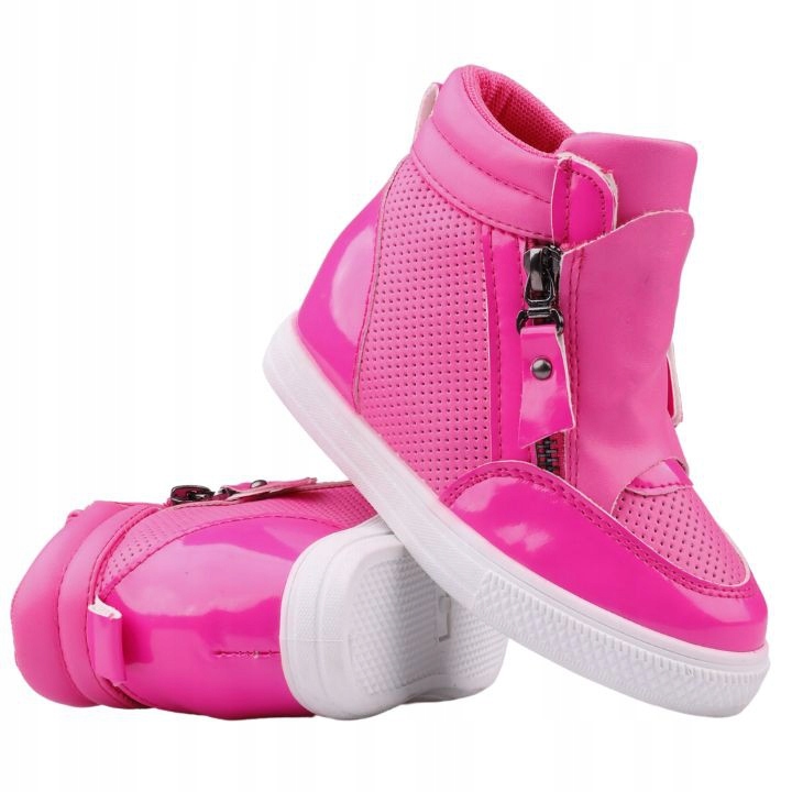 

Sneakersy dziewczęce sportowe botki suwaki koturn