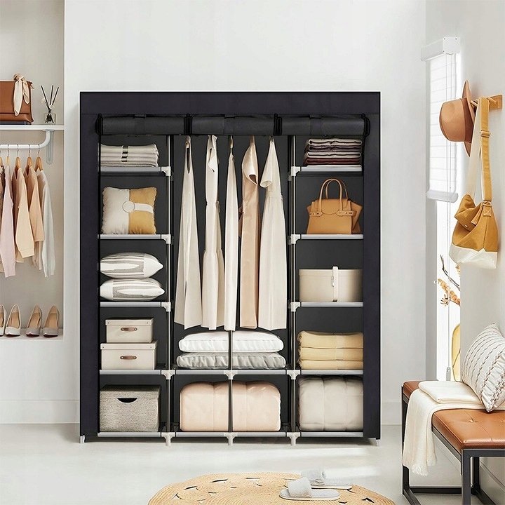 SZAFA TEKSTYLNA MATERIAŁOWA SKŁADANA REGAŁ PÓŁKI Kod producenta NA PRZEDPOKÓJ GARDEROBA XL BUTY CZAPKI CIUCHY