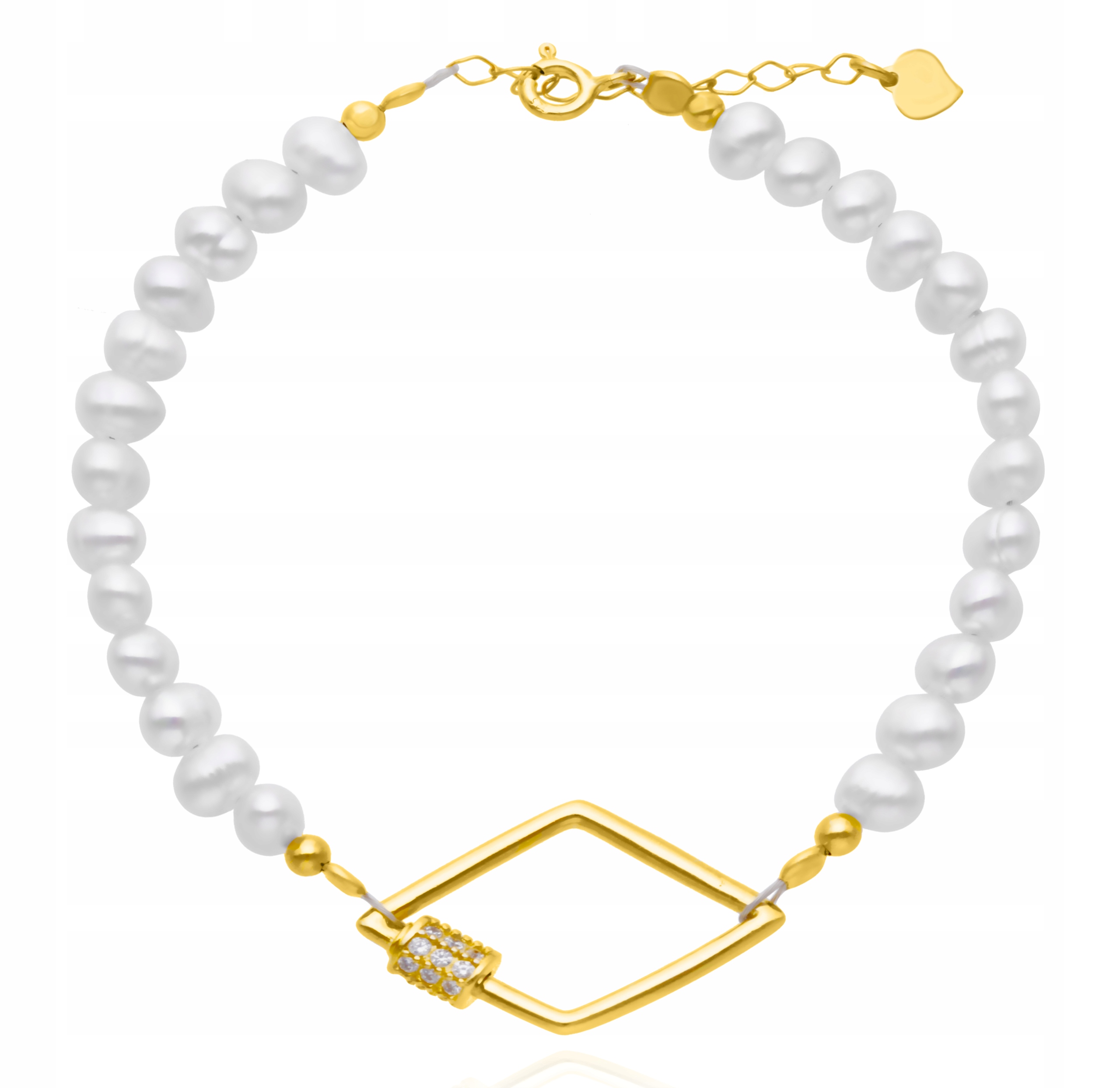 Náramek s perličkami a pozlacenými prvky