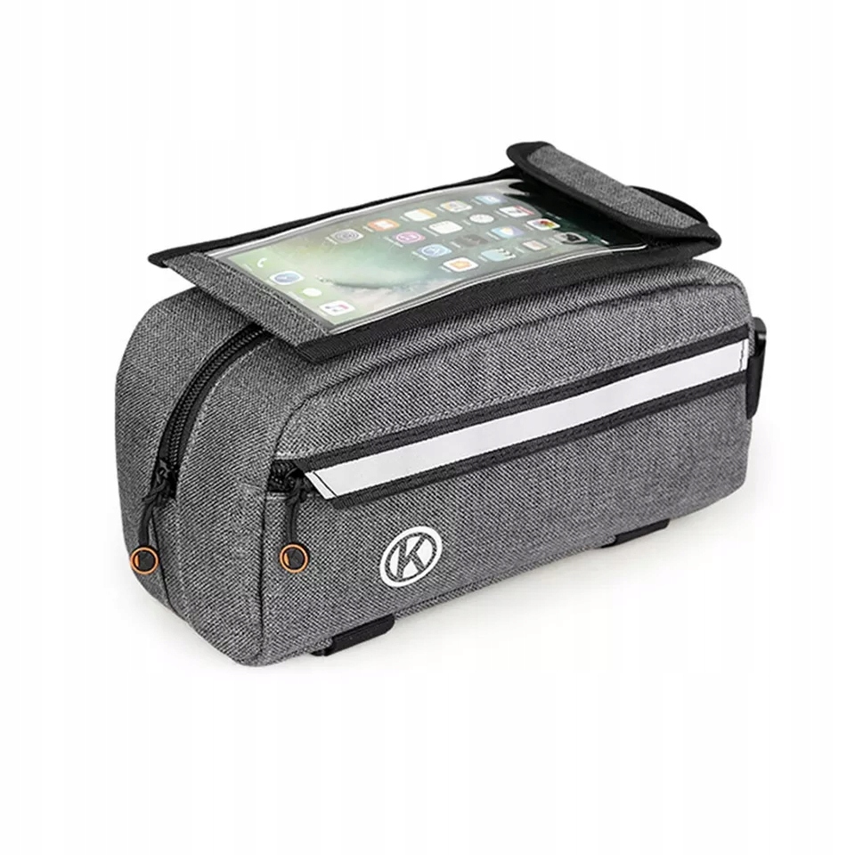 Sakwa torba rowerowa na ramę na smartfona, grey