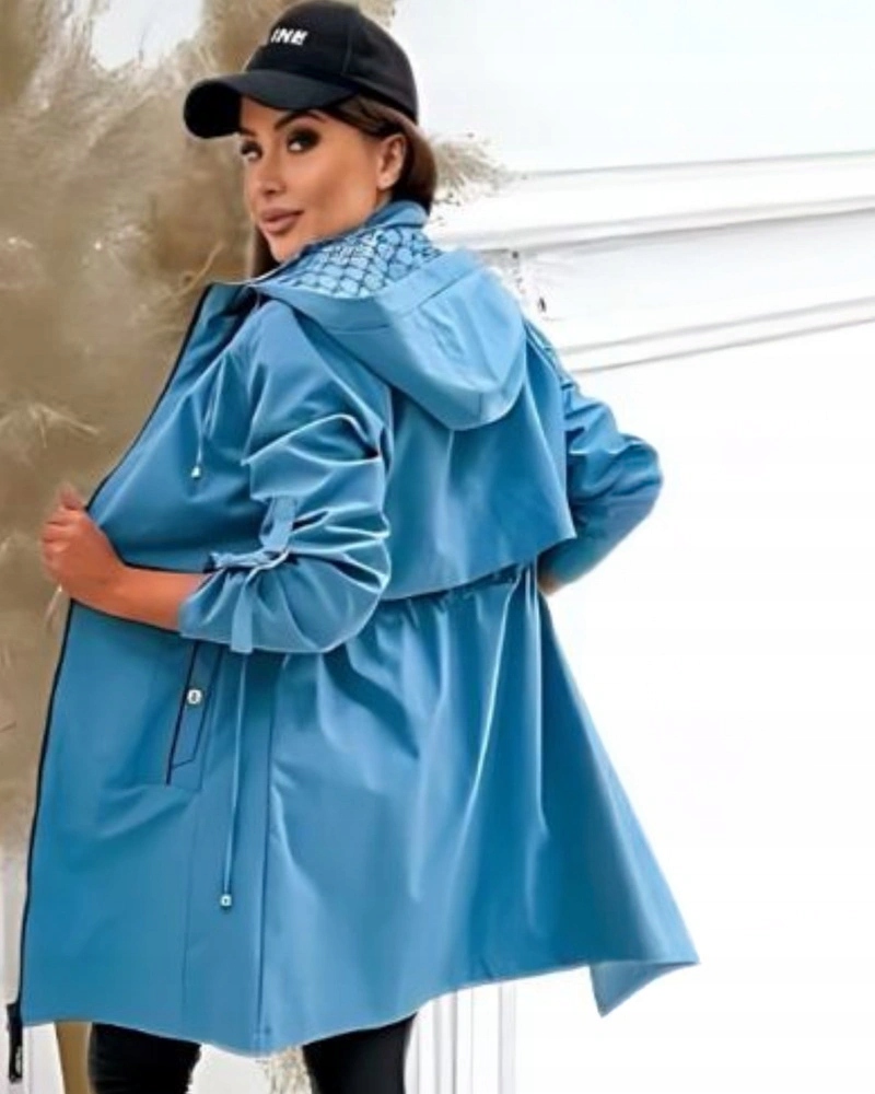 Tenká Bunda Kapuce KK60409 Modrá S (36)