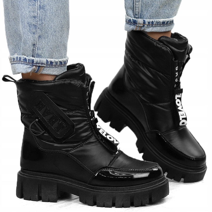 

Czarne śniegowce ocieplane trapery HY829 r.36