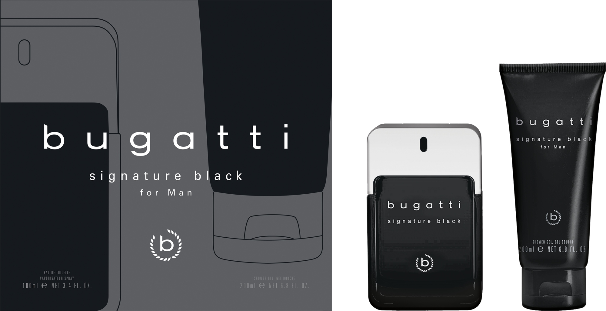 Bugatti sada Signature Black Edt 100 gel 200 ml pro muže