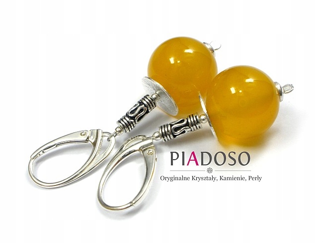 Žlutý achát Stříbro Elegantní Náušnice