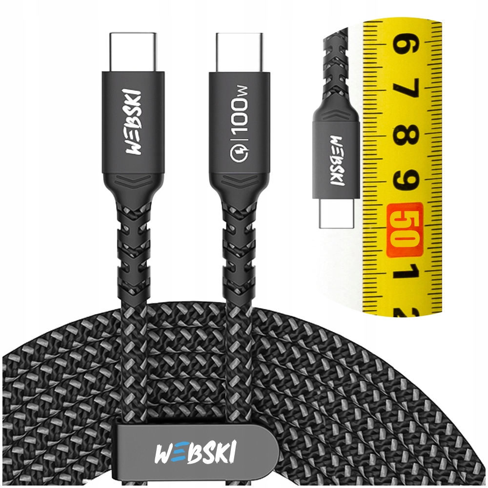

Mocny Kabel Oplot 50CM 100W 5A Qc Pd 2X Usb Typ-c