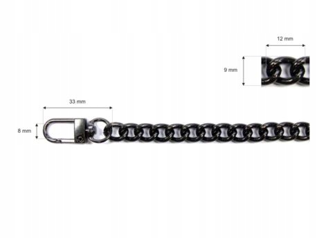 Łańcuszek do torebki 60 cm czarny nikiel 08 Płeć uniseks