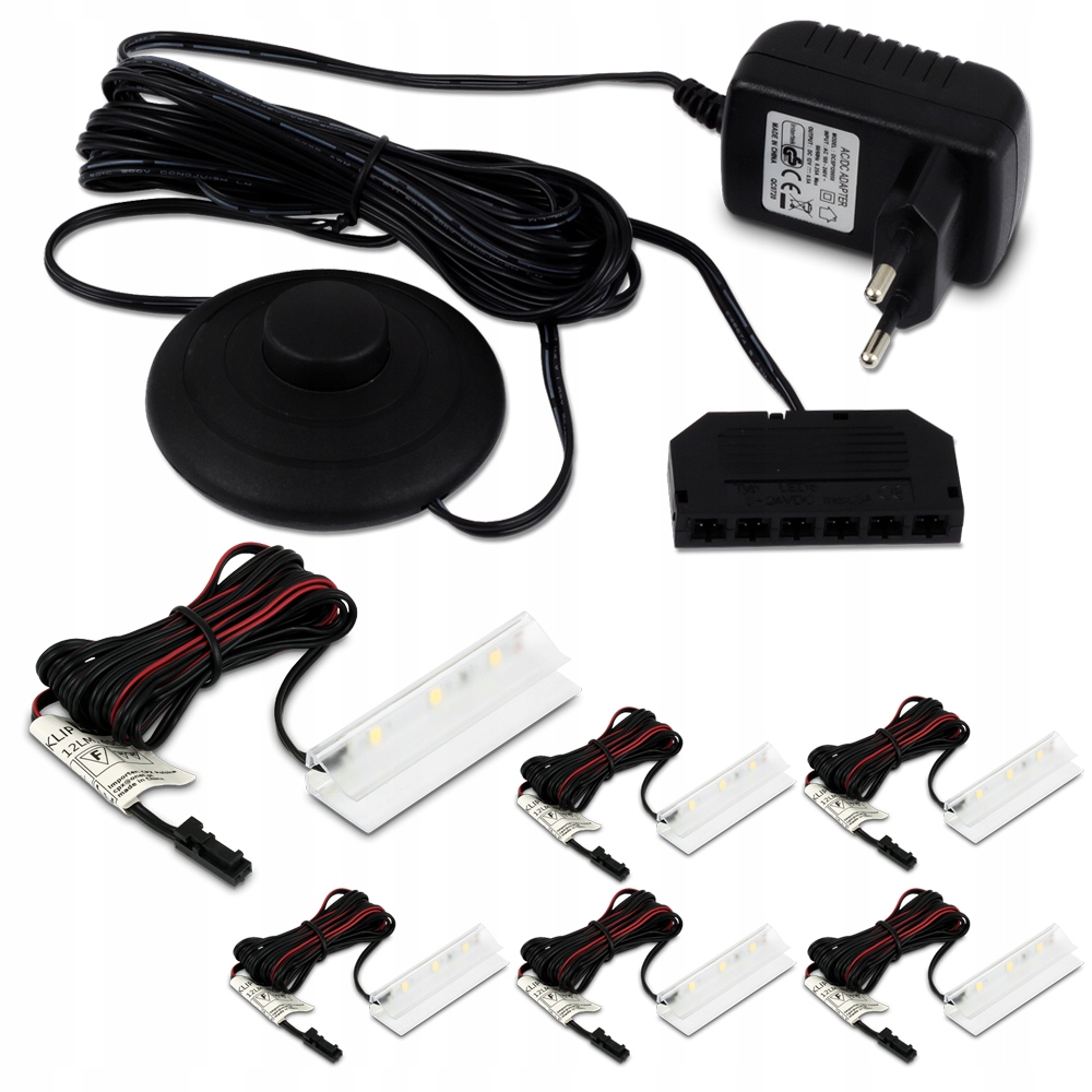 ZESTAW 6X KLIPS LED DO PÓŁKI SZKLANEJ +ZASILANIE Kod producenta 0000559