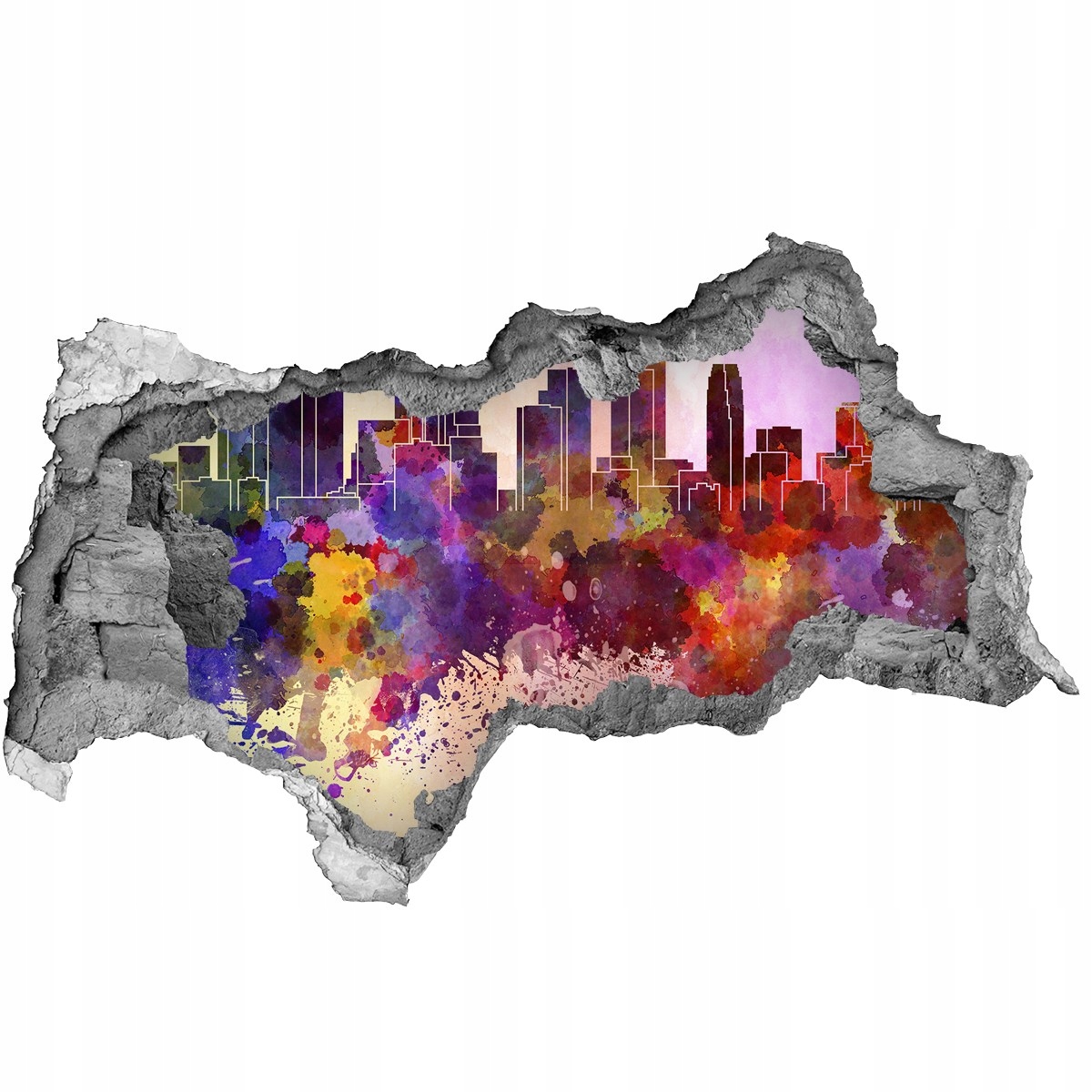 

Fototapeta dziura na ścianę 3d Los Angeles kolory