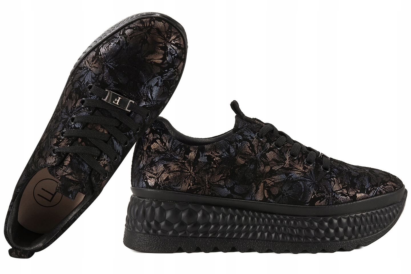 Filippo DP7284 Dámské Polobotky Tenisky Na Platformě Kožené Květiny 38