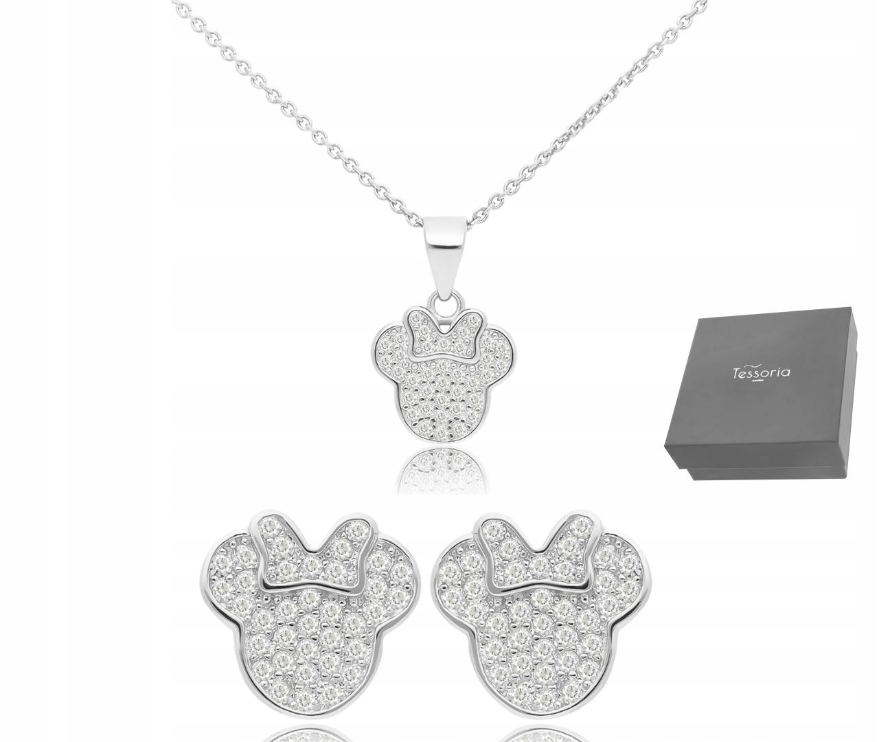 Komplet Stříbrných Šperků Pro Dívku Mickey Mouse Náušnice Náhrdelník