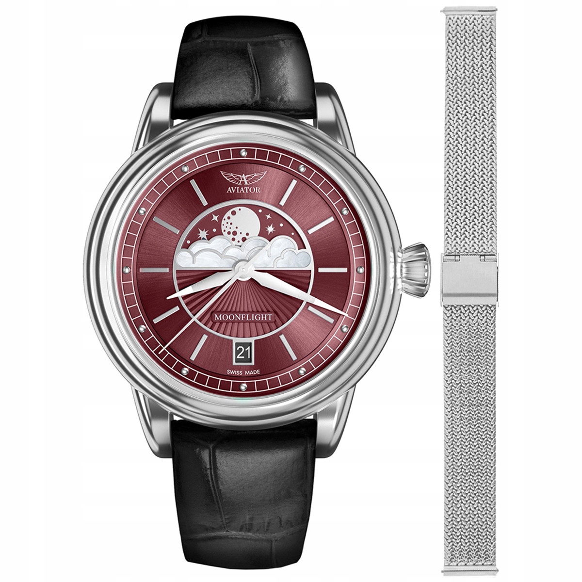 Dámské hodinky Aviator V.1.33.0.264.4.BM-SET stříbrné