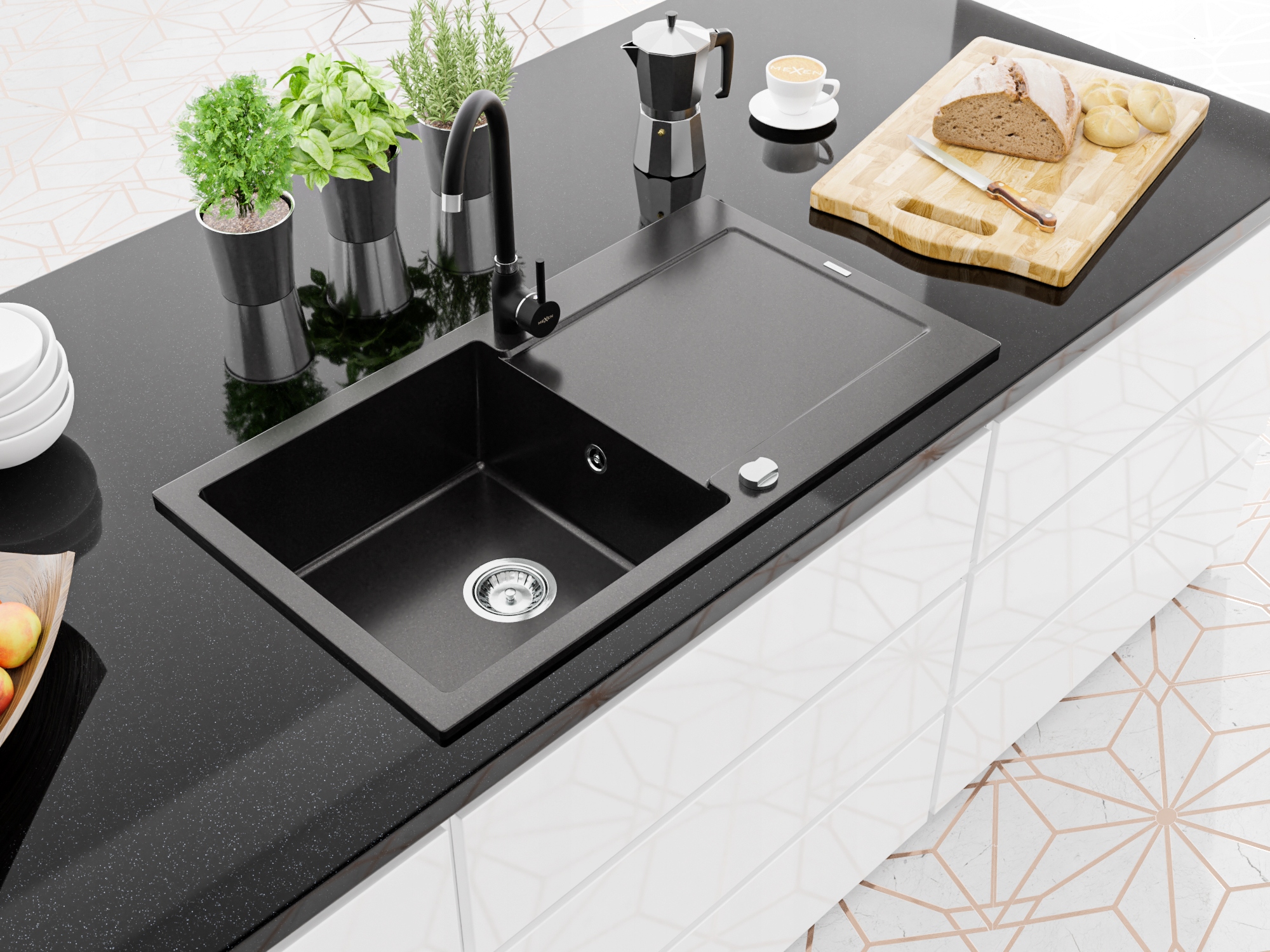 MEXEN LEO SINK GRANITE BATTERY BLACK Gyártói kód 6501-77-670 200-70