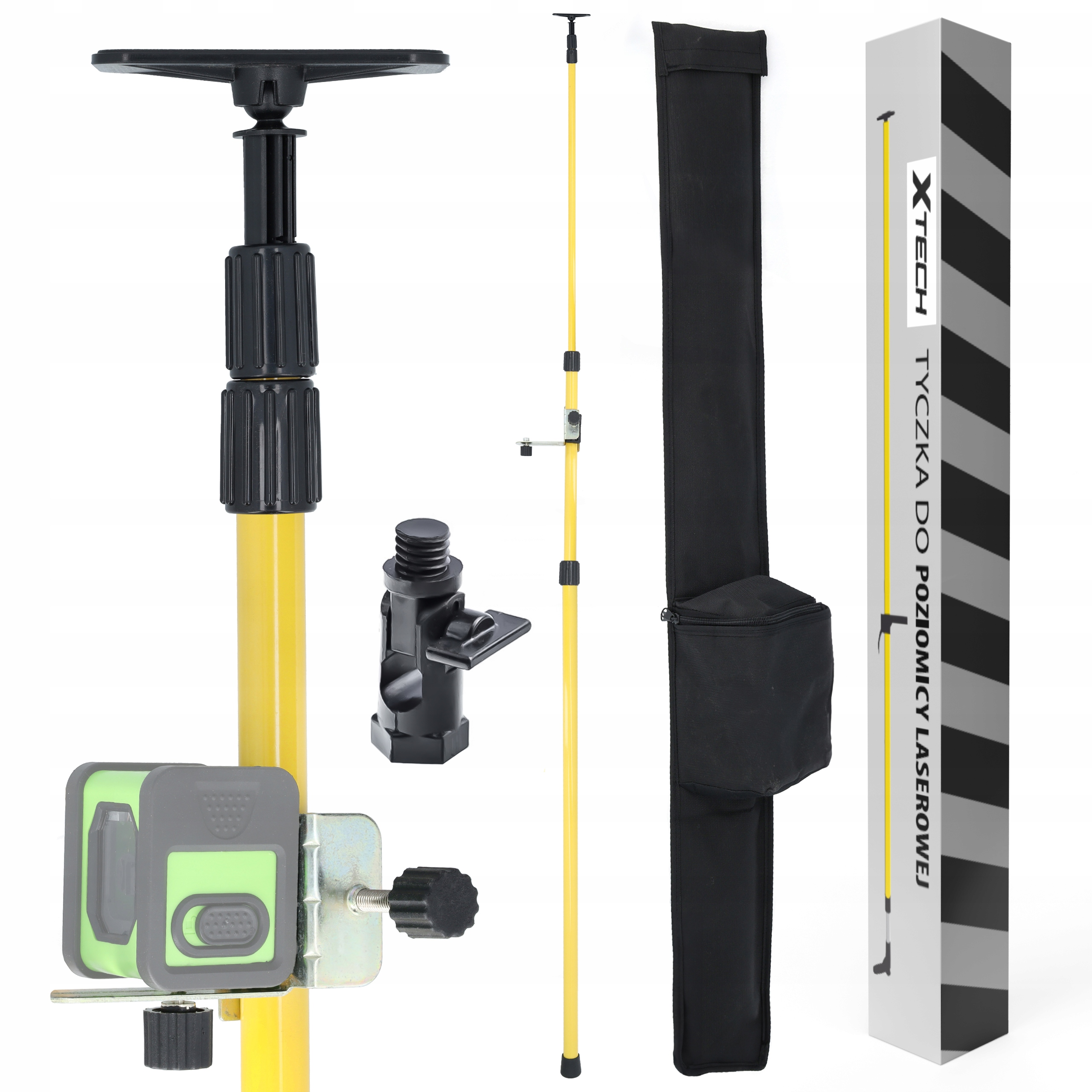 Statyw Rozporowy Tyczka Do Lasera Poziomicy 300 CM Adapter Skosów