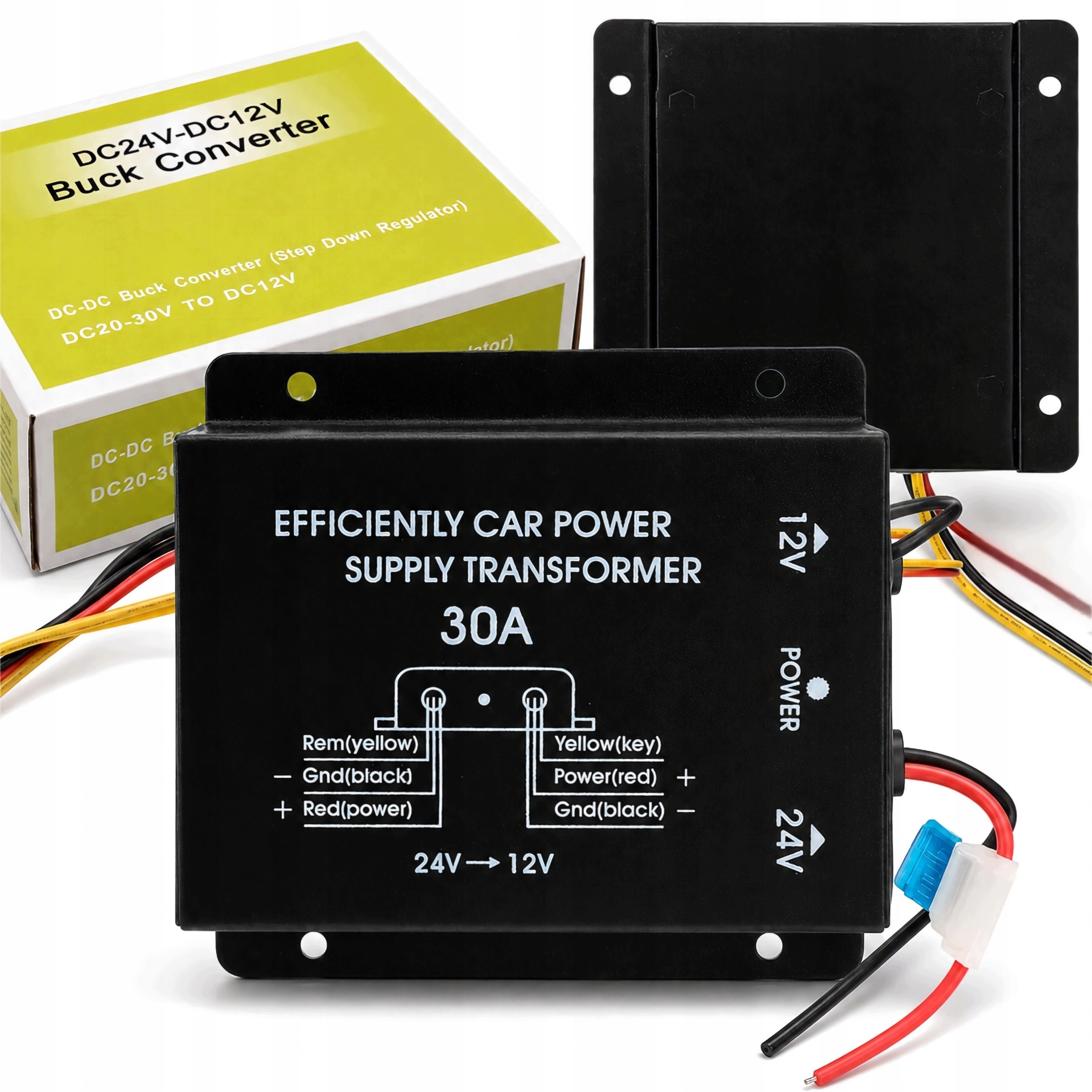 Przetwornica Reduktor Napięcia DC-DC 24V na 12V 30A 360W Samochodowa