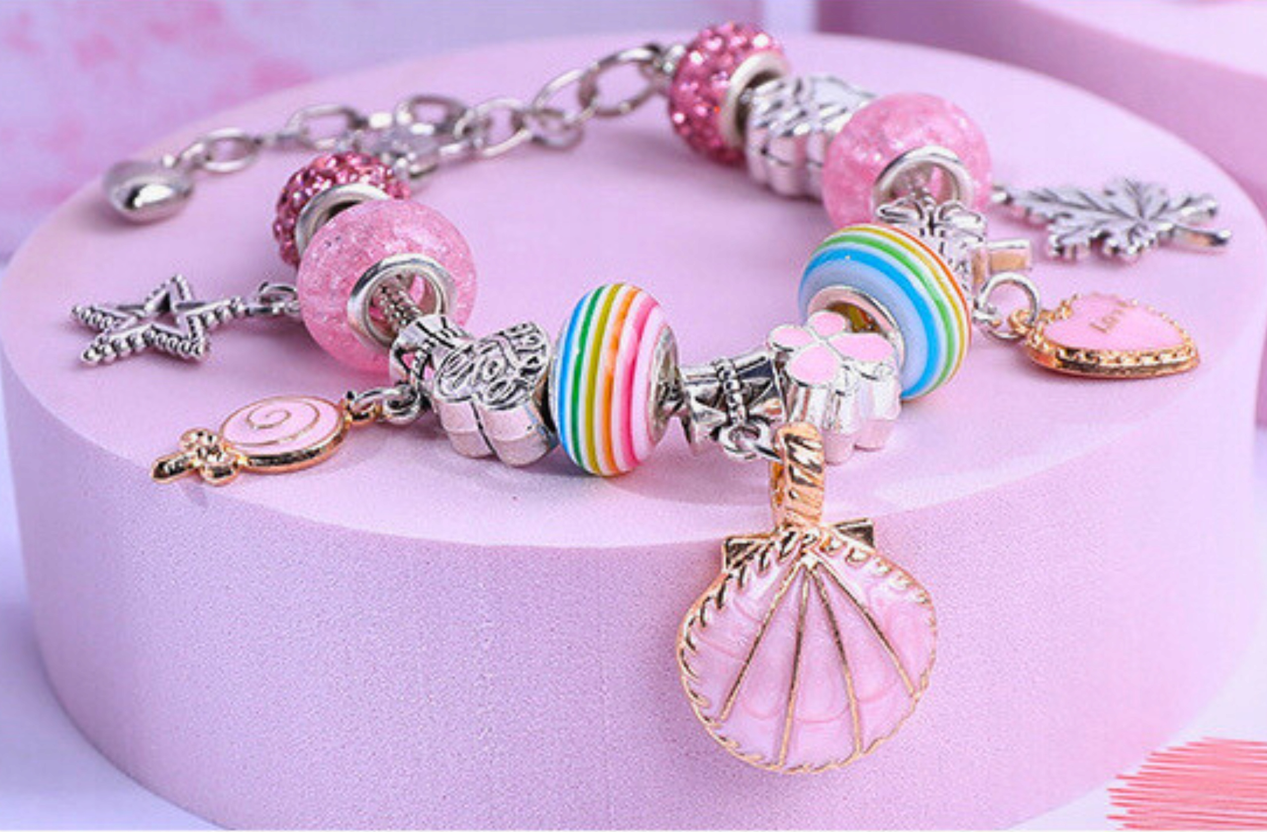 ZESTAW DO ROBIENIA BRANSOLETEK NASZYJNIKÓW RÓŻOWE CHARMS DIY ZRÓB TO SAM Kod producenta WER