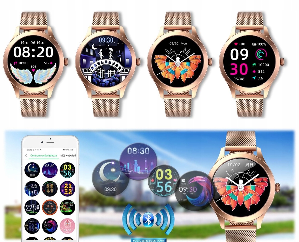 SMARTWATCH DAMSKI CIŚNIENIE TLEN WE KRWI TĘTNO SMS Model SW014-2