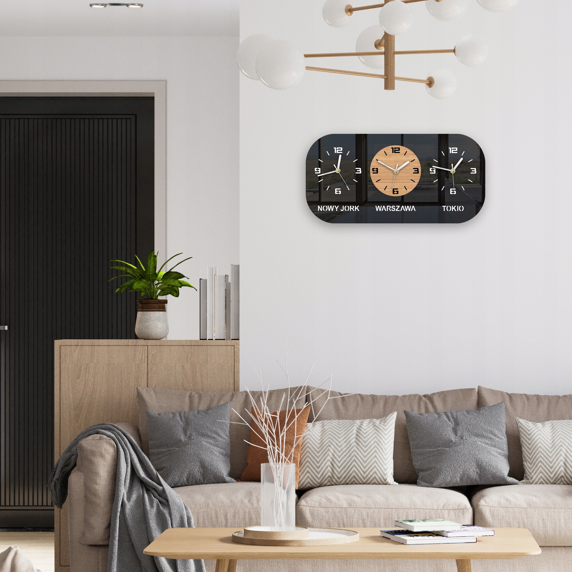 Zegar ścienny 3 STREFY CZASOWE- Deskorolka - personalizacja 60 x30 cm Typ ścienny