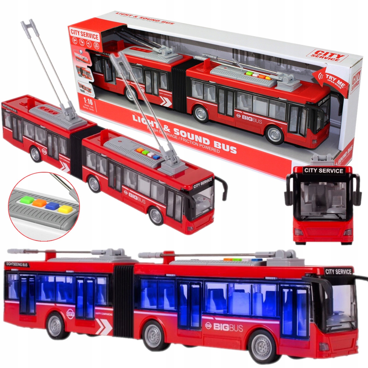 

Autobus Miejski Trolejbus 44cm Napęd Led Dźwięki