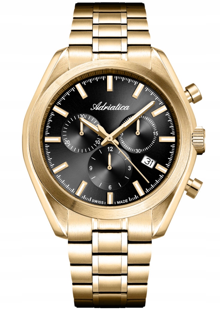 Nový Originální Pánské Hodinky Adriatica A8350.1114CH chronograf zlatý