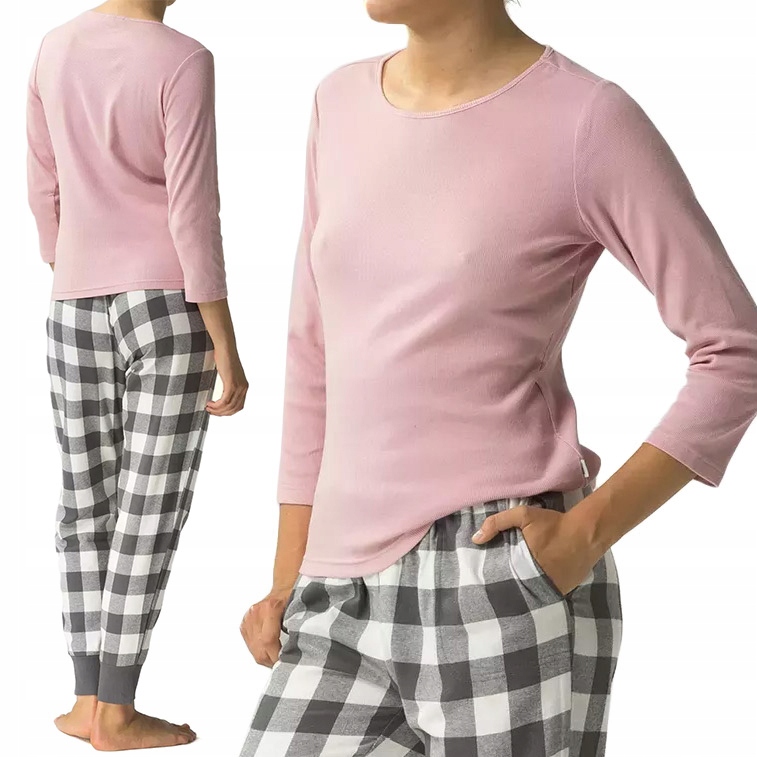 Atlantic NLP-485 dámské kostkované pyžamo dlouhé Bavlněné XL