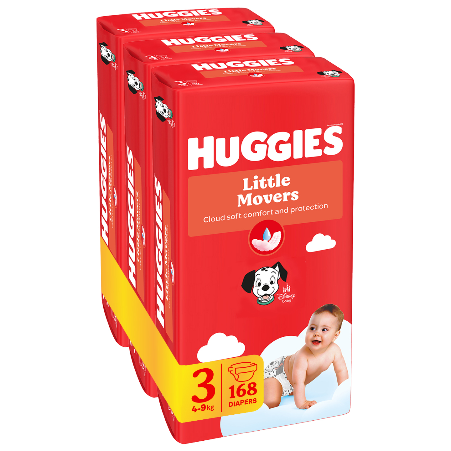 Huggies Pieluszki Little Movers Jumbo Pack rozmiar 3 (4-9 kg) 3x56szt
