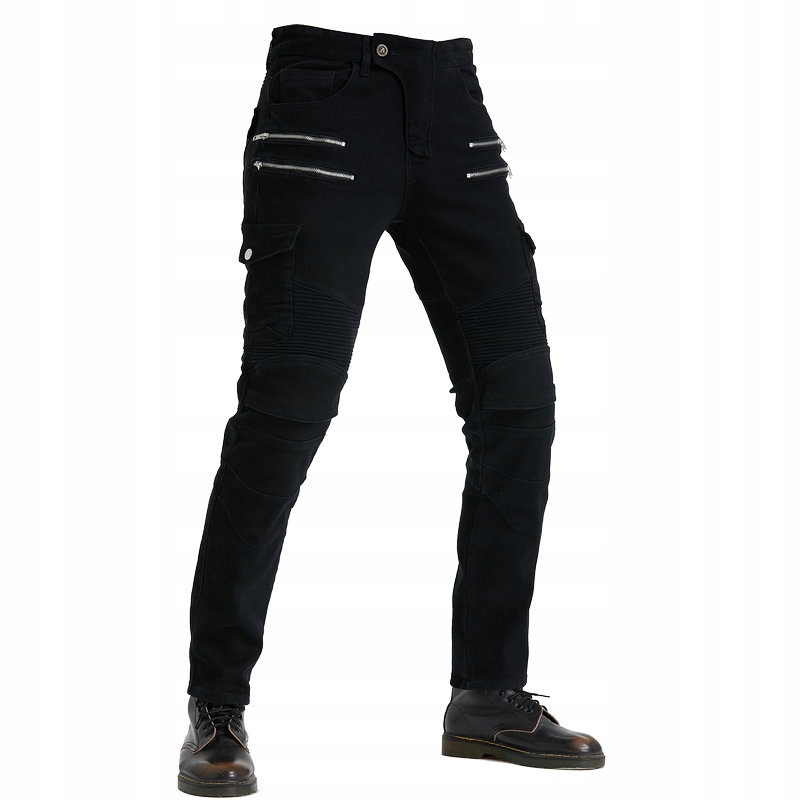 SPODNIE MOTOCYKLOWE MĘSKIE JEANSY BOJÓWKI Materiał jeans