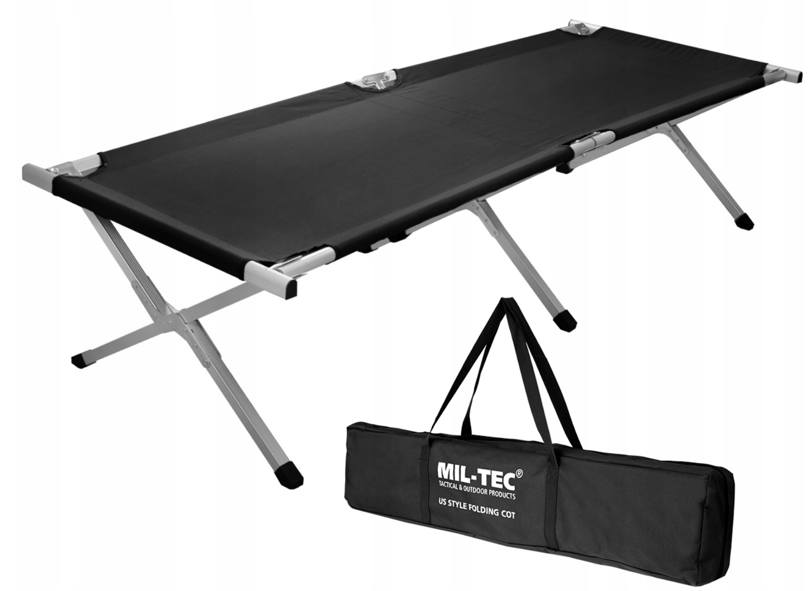 Skládací Postel Polovní Kanadská Vojenská 190x65x42 cm Lehká Mil-tec černá