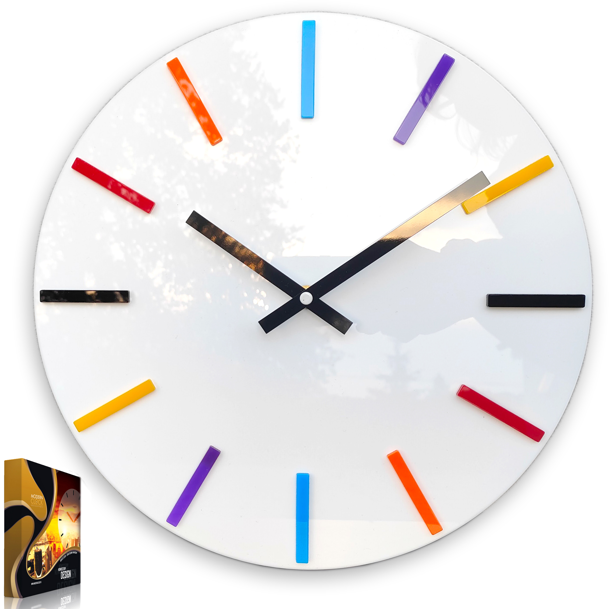 Nástěnné hodiny v moderním akrylovém stylu Colorfull White Kulatý Křemenné