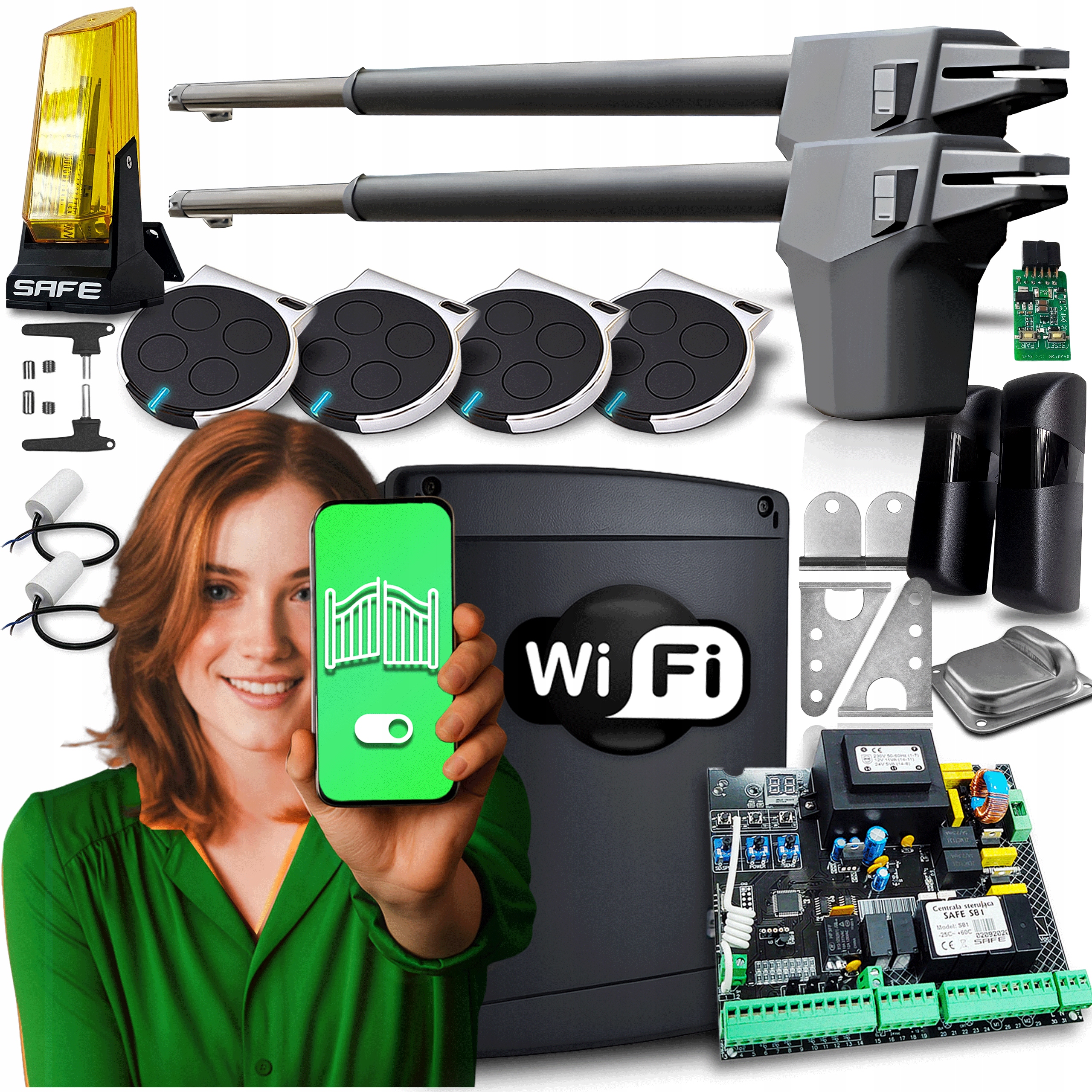 Pohon pro dvoukřídlou bránu, sada automatických ovladače, pohon Wifi, lampa 8,6