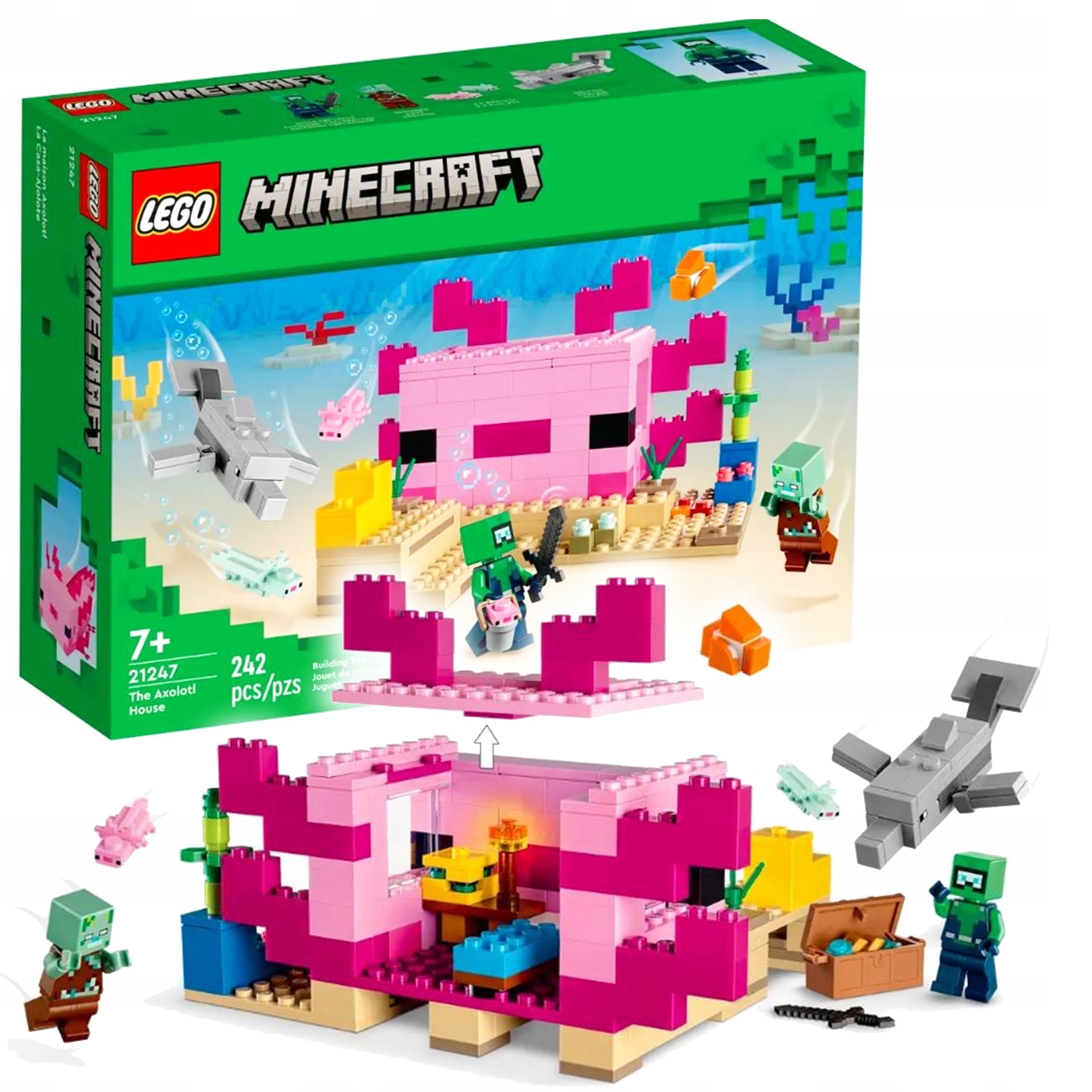 LEGO Minecraft 21247 Dom aksolotla Maincraft akselot Liczba elementów 242