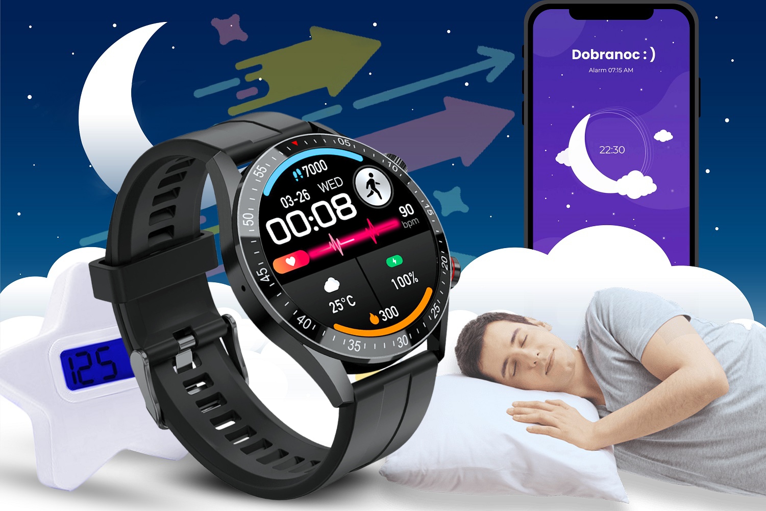 SMARTWATCH MĘSKI GRAVITY +GRAWER ROZMOWY POLSKIE MENU 270mAh sport +KABEL Kompatybilność systemowa Android iOS