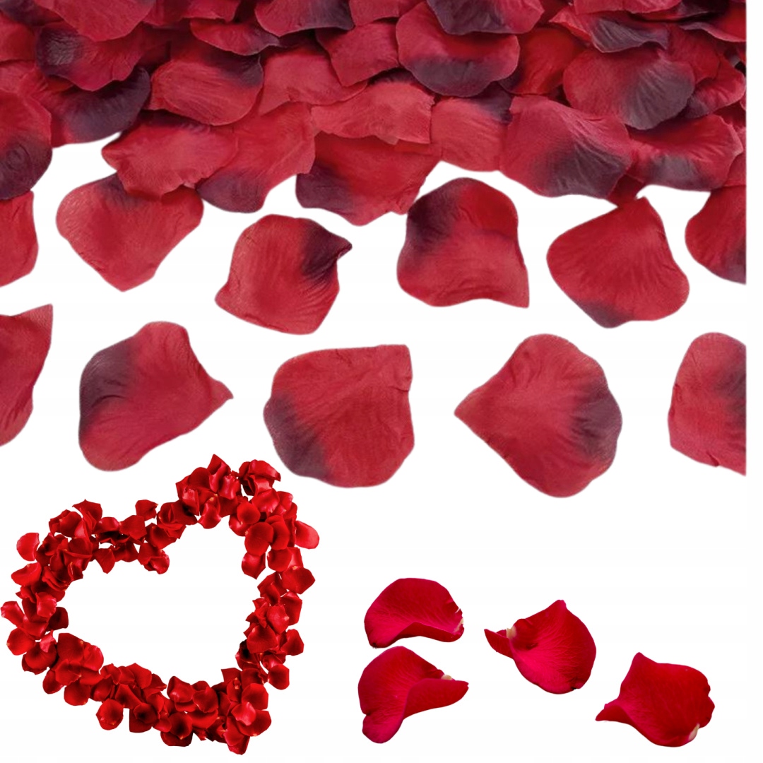 SZTUCZNE PŁATKI RÓŻ CZERWONE 500sztuk WALENTYNKI DEKORACJE